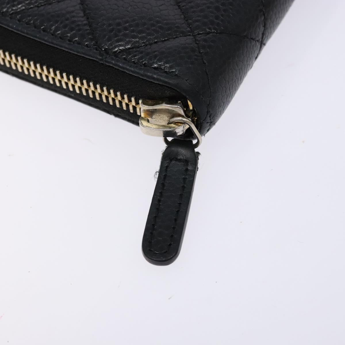 Long Wallet Caviarleder Schwarz Gold CC