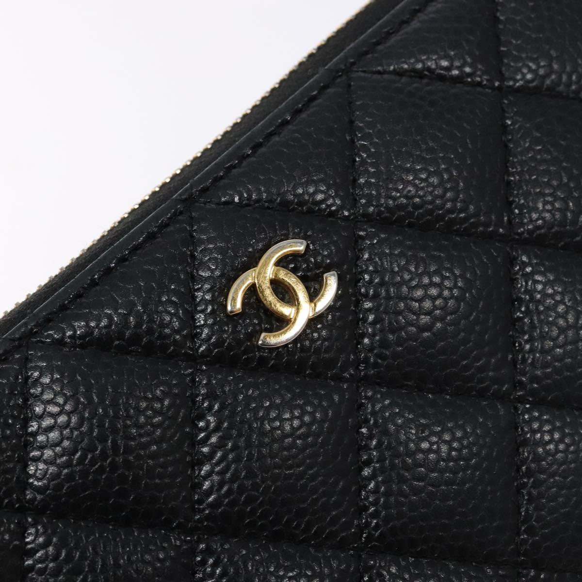 Long Wallet Caviarleder Schwarz Gold CC