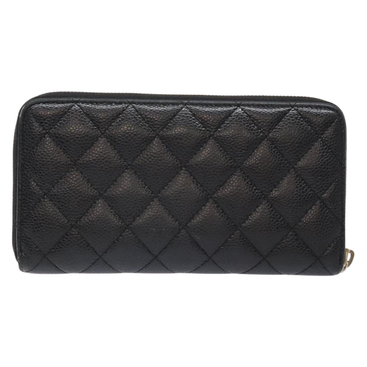 Long Wallet Caviarleder Schwarz Gold CC