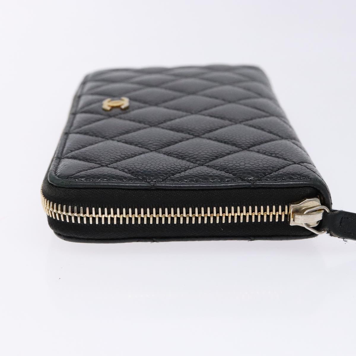 Long Wallet Caviarleder Schwarz Gold CC