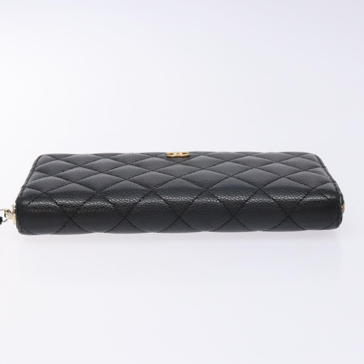 Long Wallet Caviarleder Schwarz Gold CC