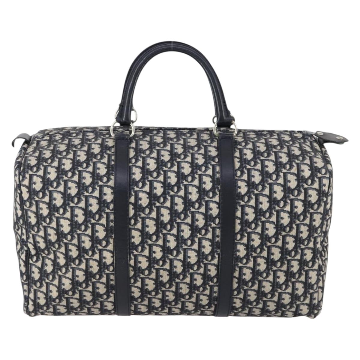 Trotter Canvas Boston Bag Navy Silver