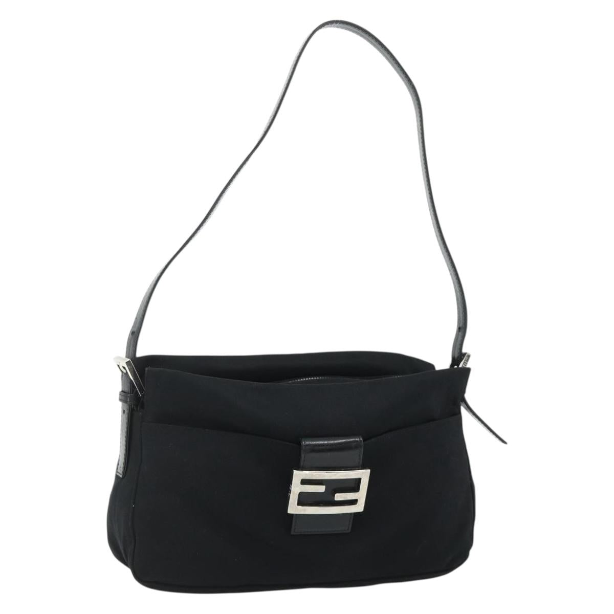 Mamma Baguette-Schultertasche aus Nylon, Schwarz/Silber