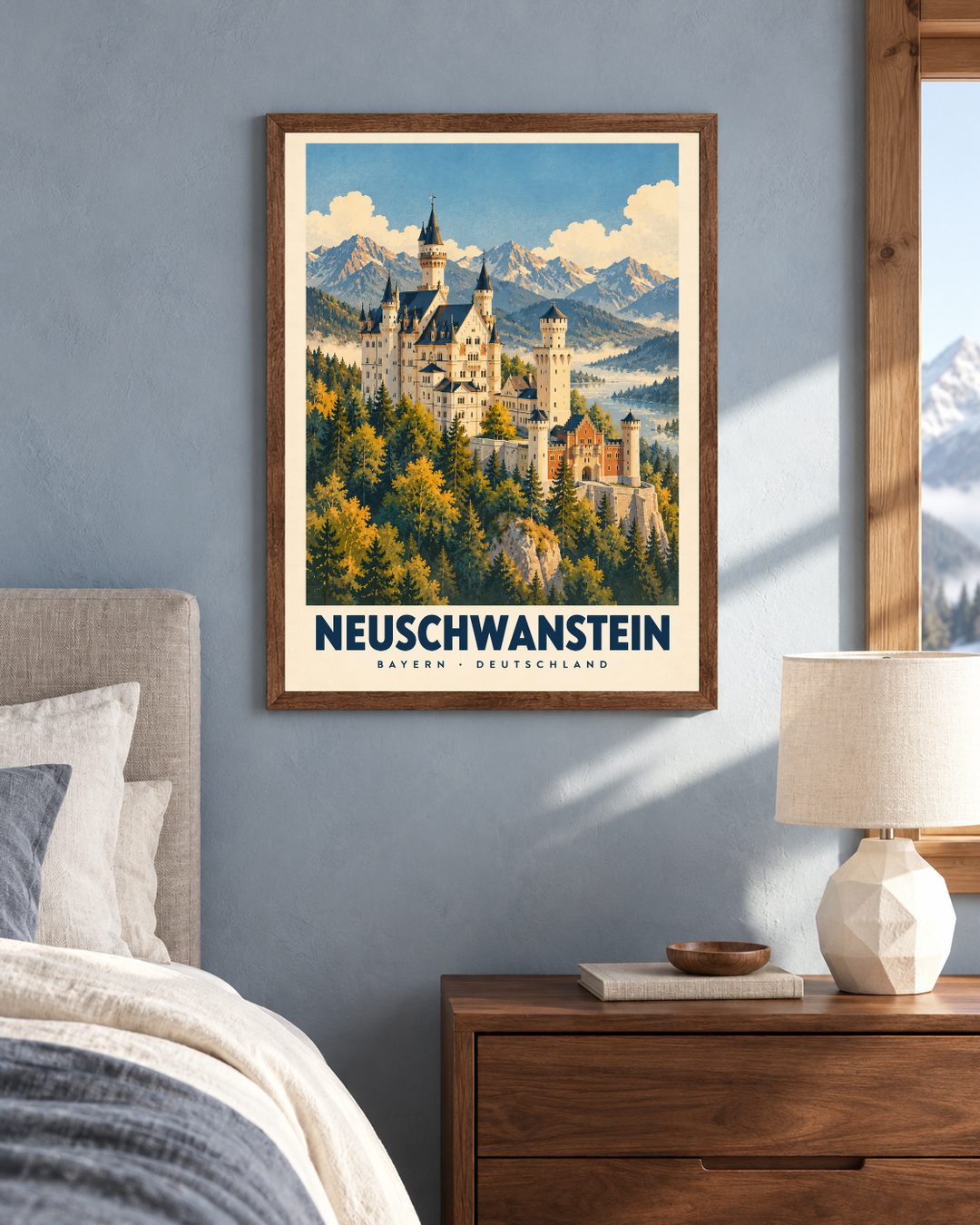 Neuschwanstein från Kanva i inredd hemmiljö 1. Ram säljs separat.