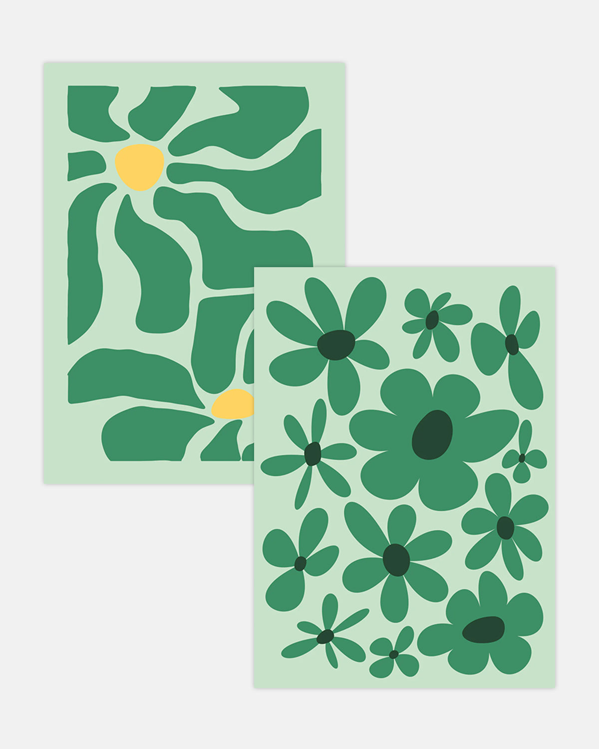 "Green Flowers" Poster-Set