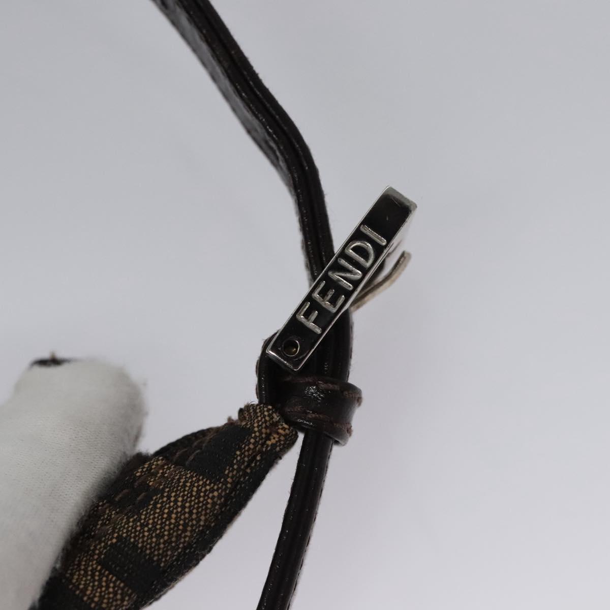 Zucca Canvas Shoulder Bag Brown Black Silver