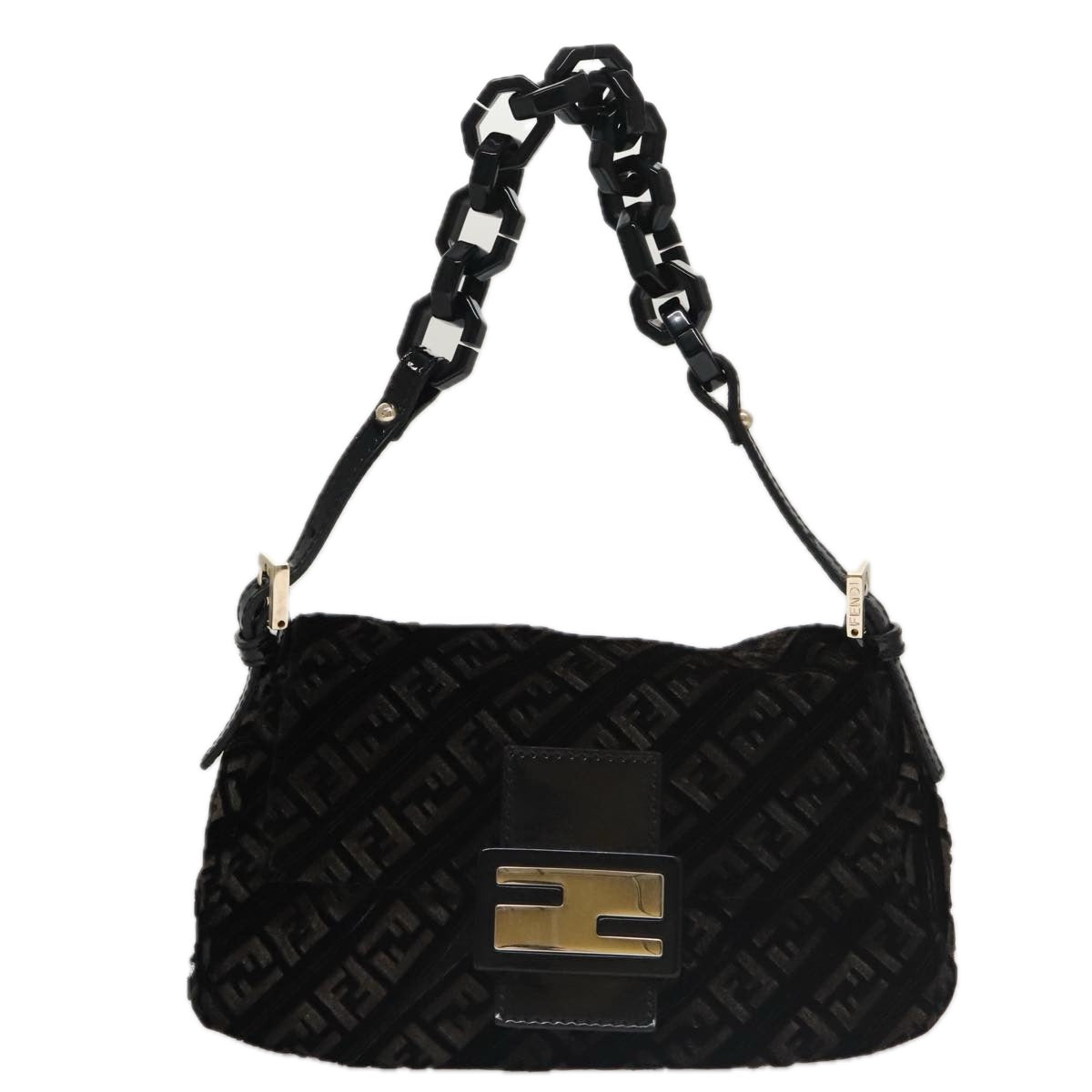 Zucchino Canvas Mini Mamma Baguette-Schultertasche aus Velours, Schwarz