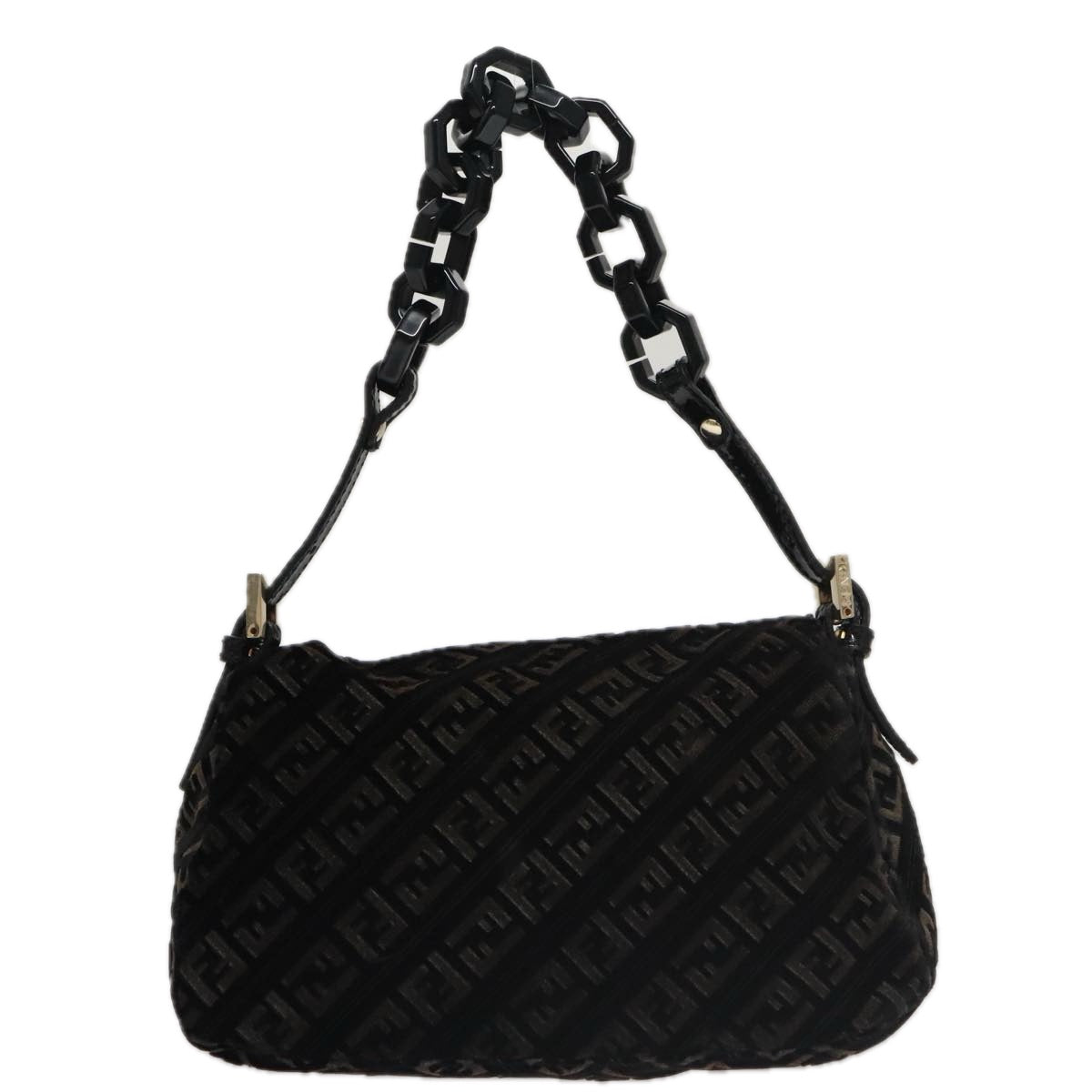 Zucchino Canvas Mini Mamma Baguette-Schultertasche aus Velours, Schwarz
