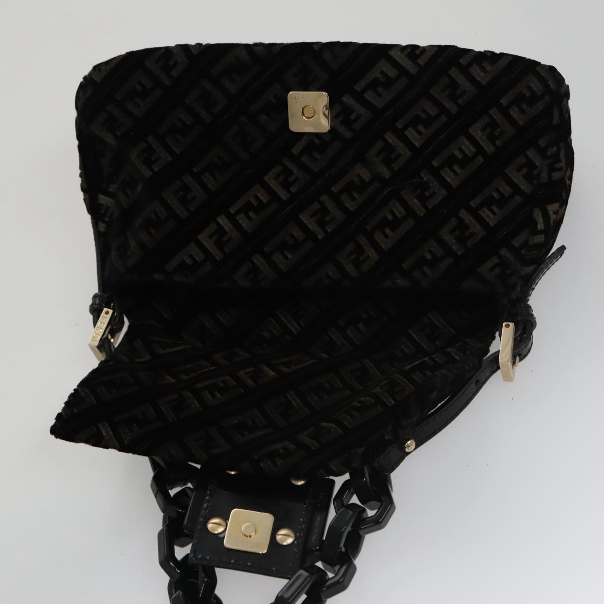 Zucchino Canvas Mini Mamma Baguette-Schultertasche aus Velours, Schwarz