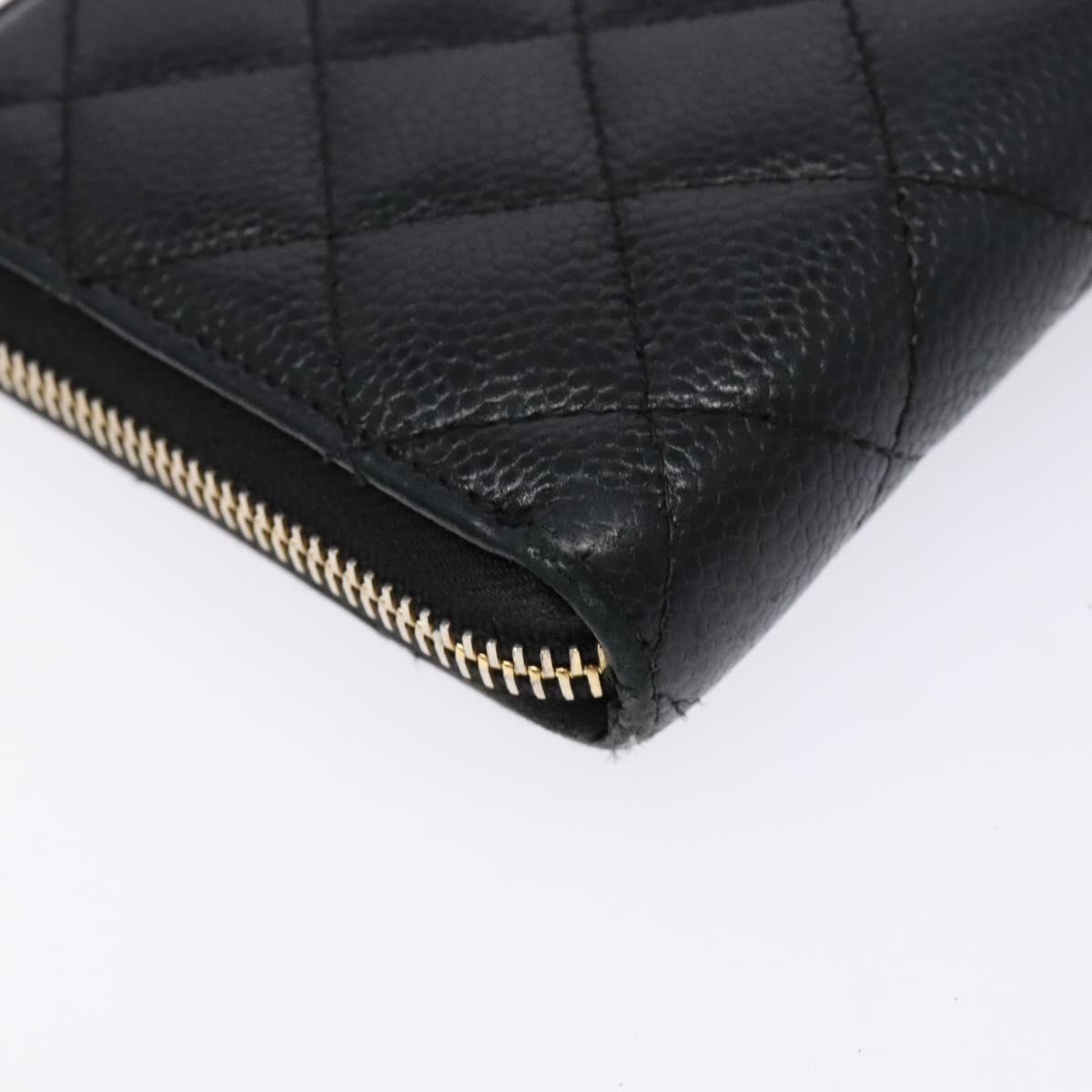 Long Wallet Caviarleder Schwarz Gold CC