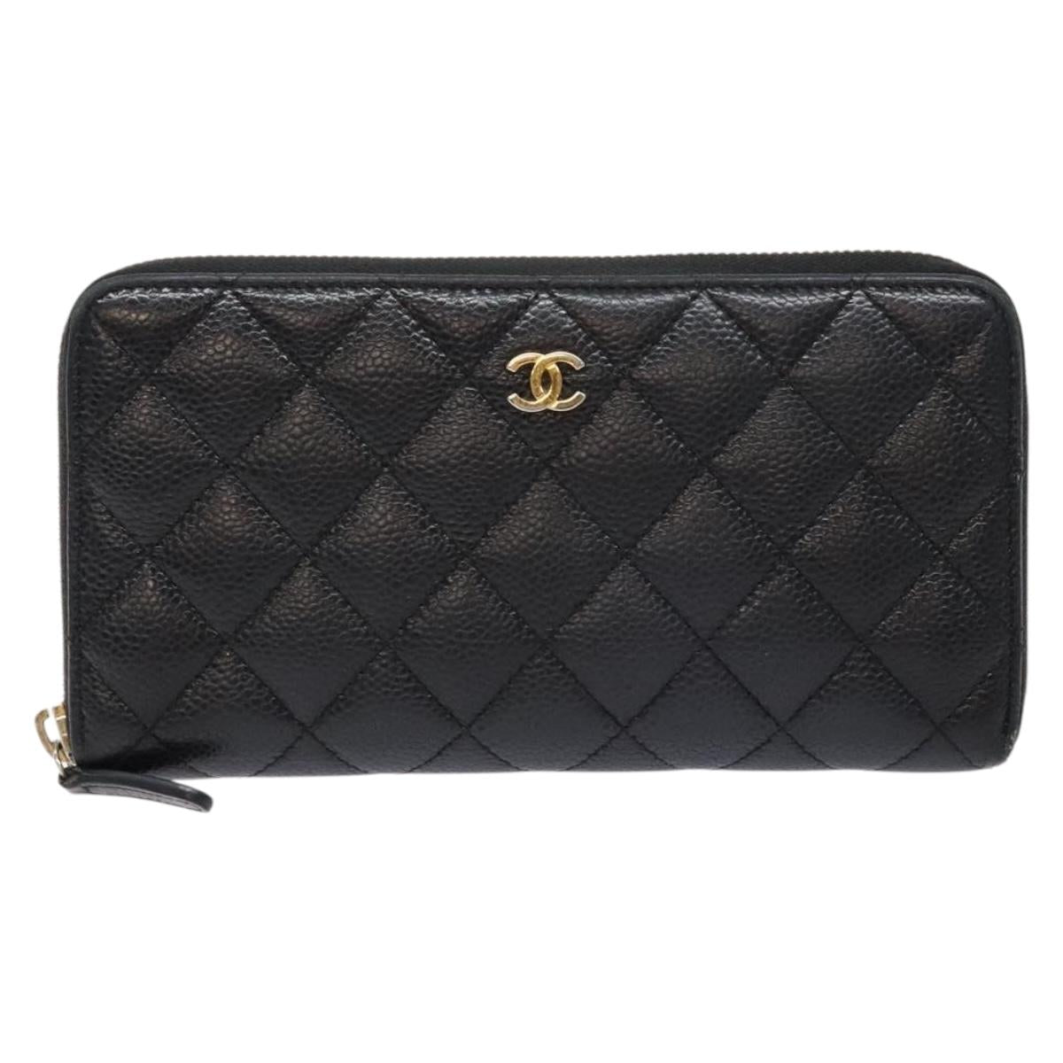 Long Wallet Caviarleder Schwarz Gold CC
