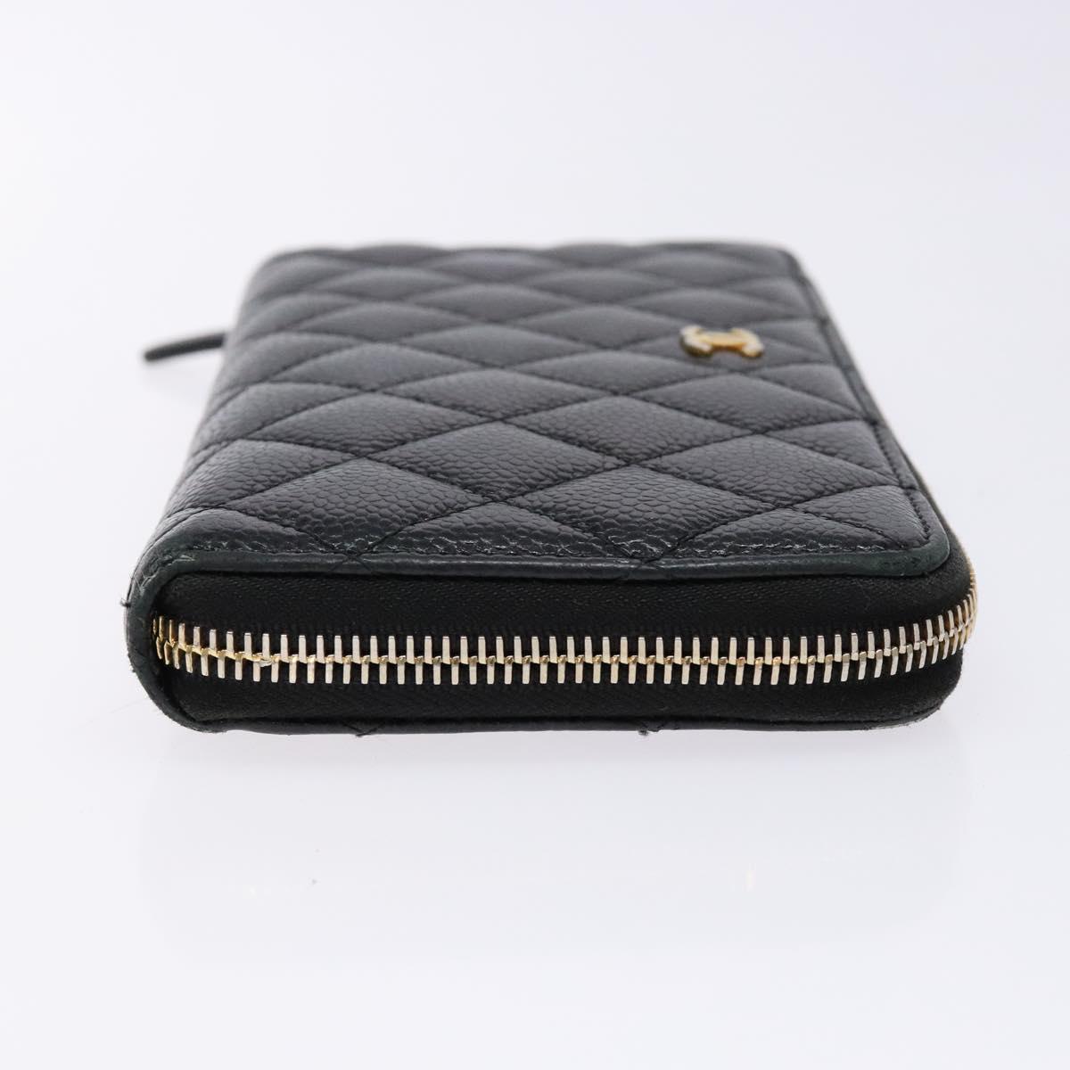 Long Wallet Caviarleder Schwarz Gold CC