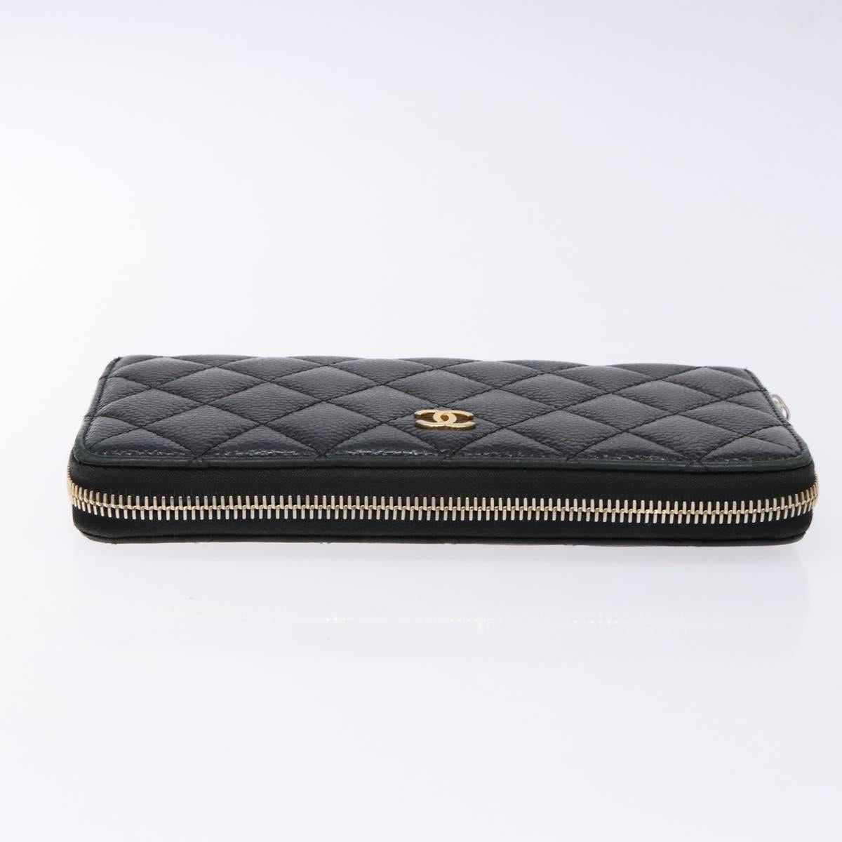 Long Wallet Caviarleder Schwarz Gold CC