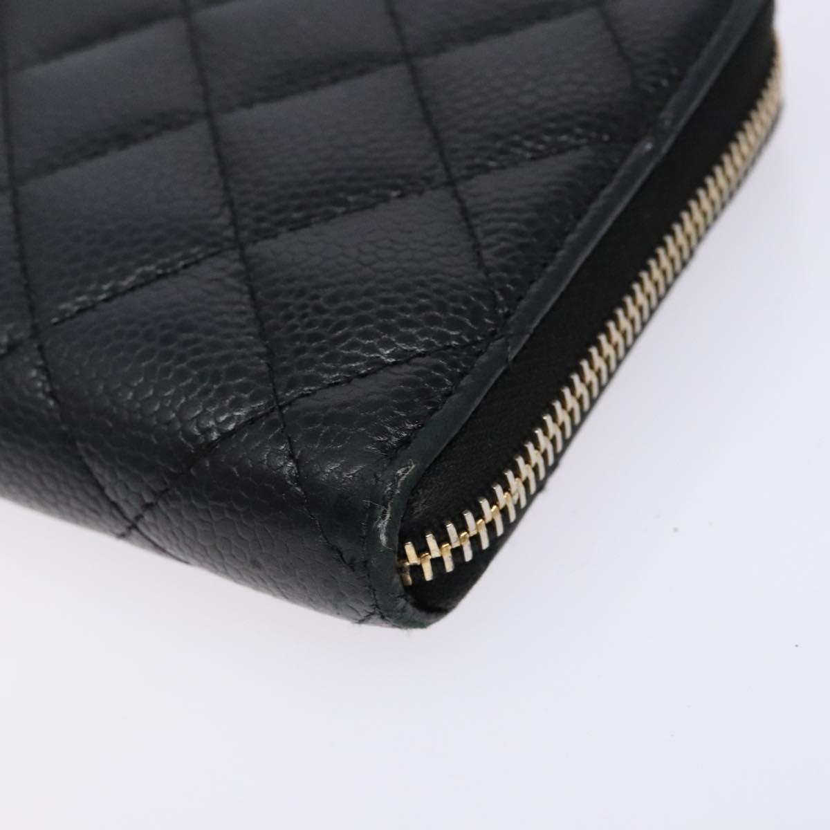 Long Wallet Caviarleder Schwarz Gold CC