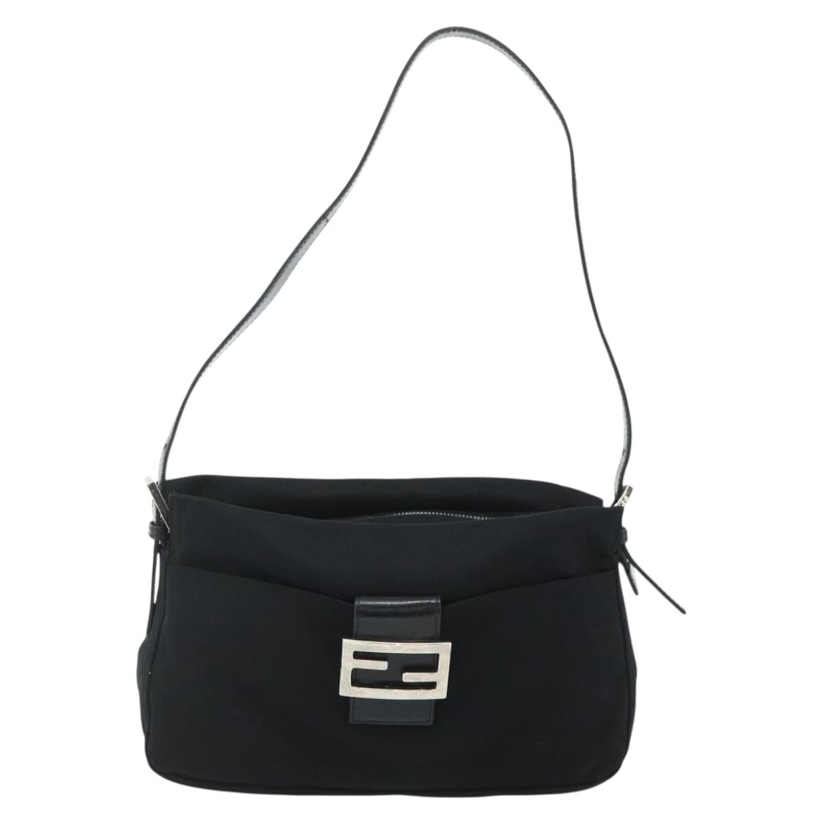 Mamma Baguette-Schultertasche aus Nylon, Schwarz/Silber