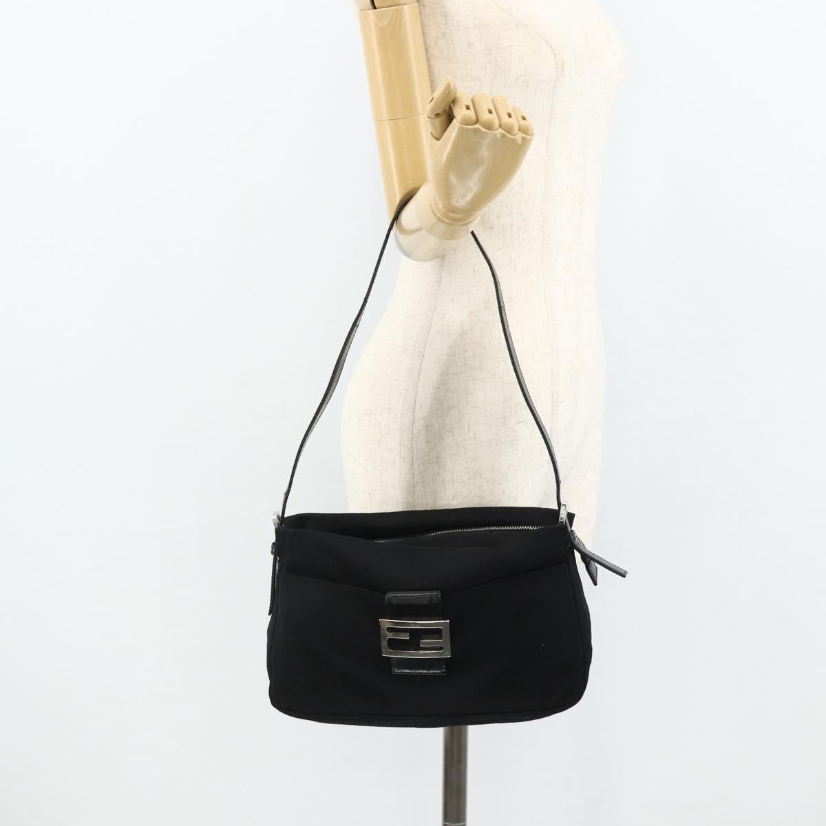 Mamma Baguette-Schultertasche aus Nylon, Schwarz/Silber