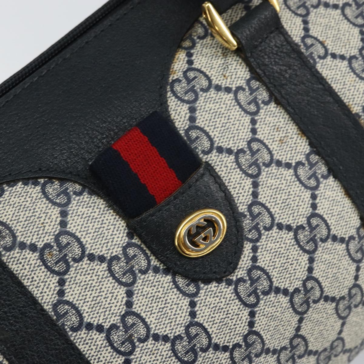 GG Supreme Sherry Line Hand Bag PVC Navy Gold Red