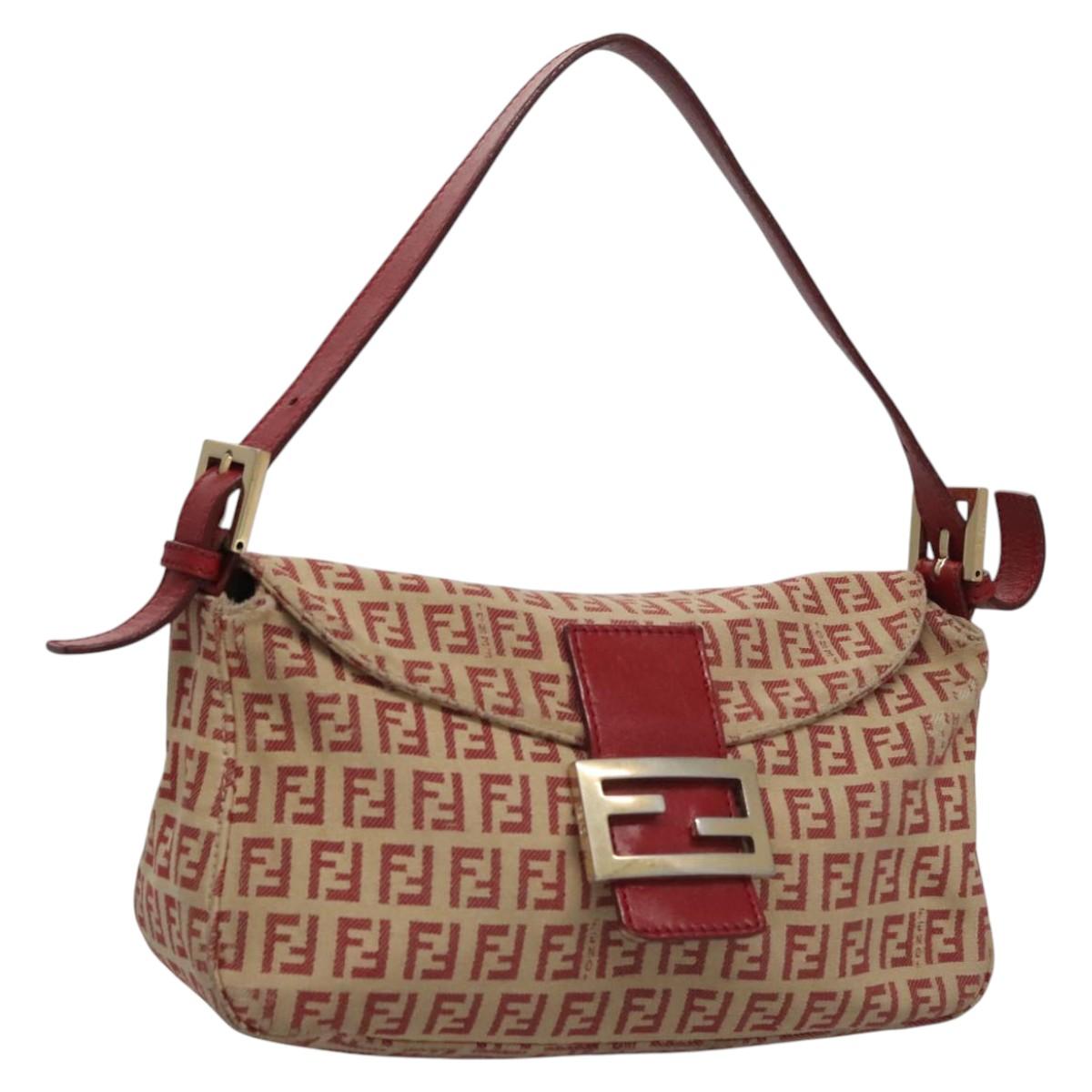 Zucchino Canvas Mamma Baguette Shoulder Bag Beige Red