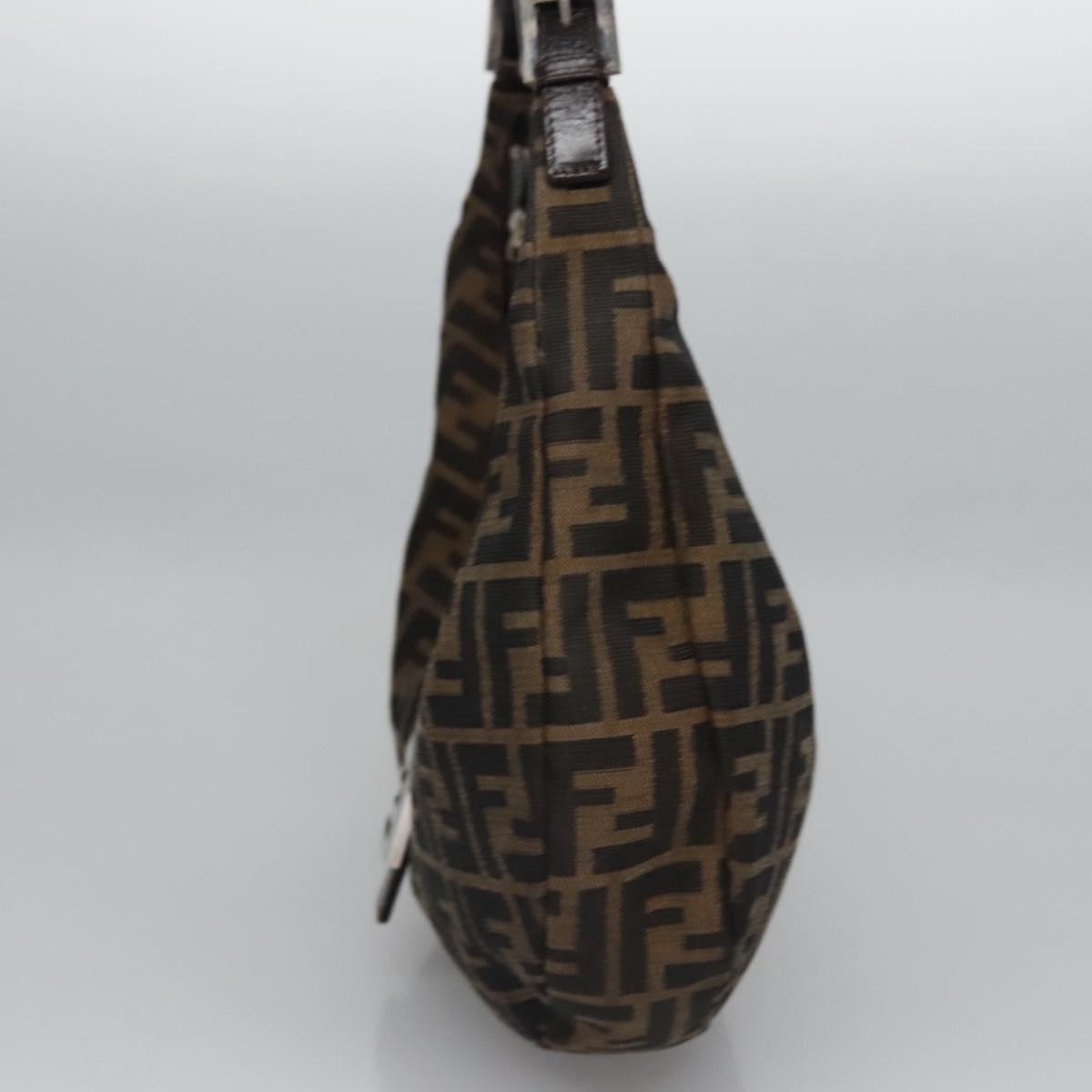 Zucca Canvas Shoulder Bag Brown Black Silver