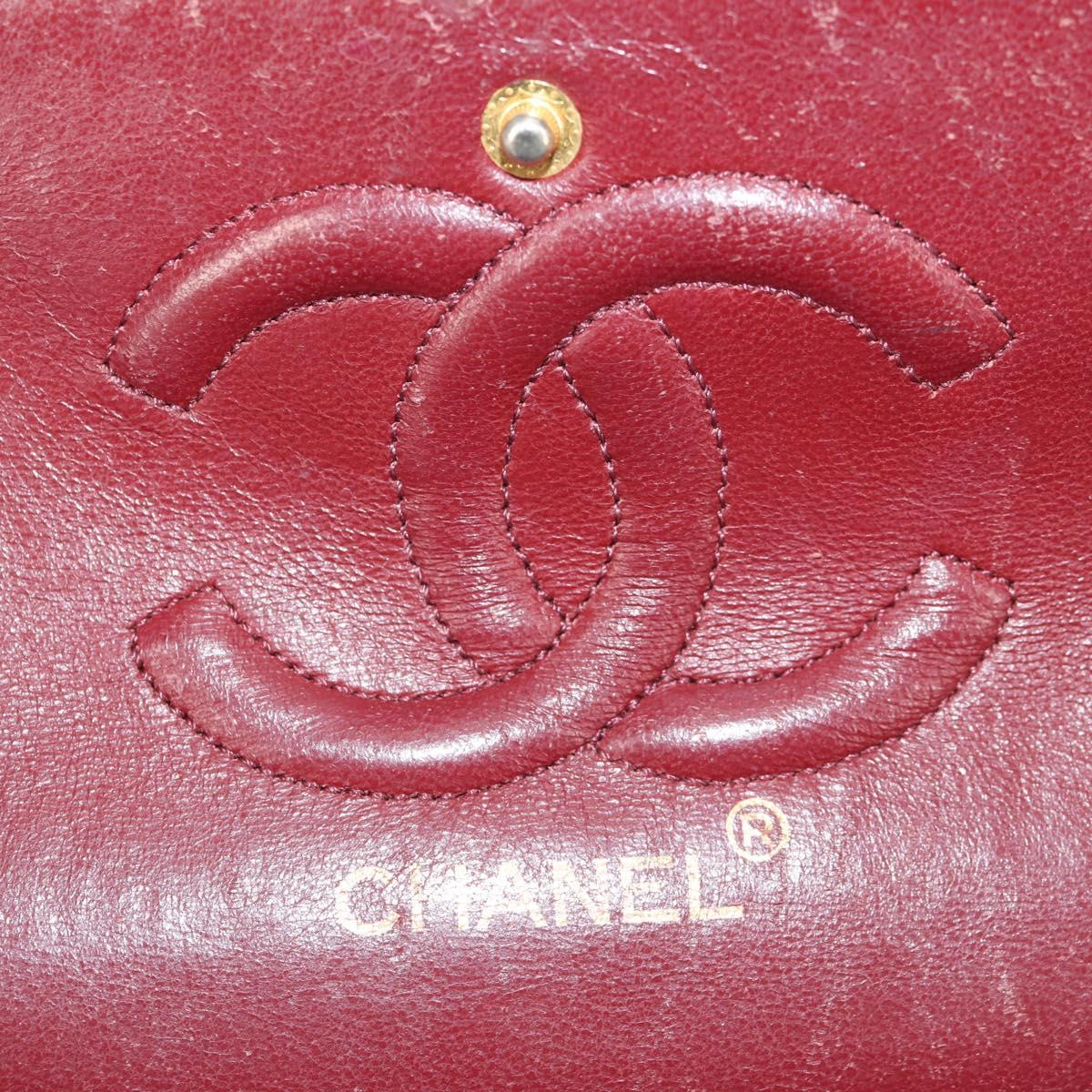 Matelasse 25 Double Flap Chain Bag Lamb Skin Navy Gold CC