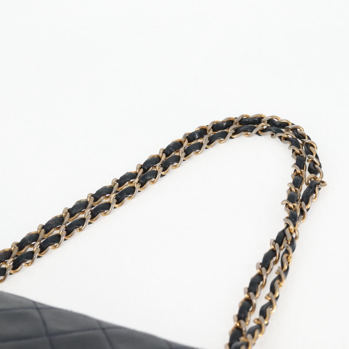 Matelasse 25 Double Flap Chain Bag Lamb Skin Navy Gold CC