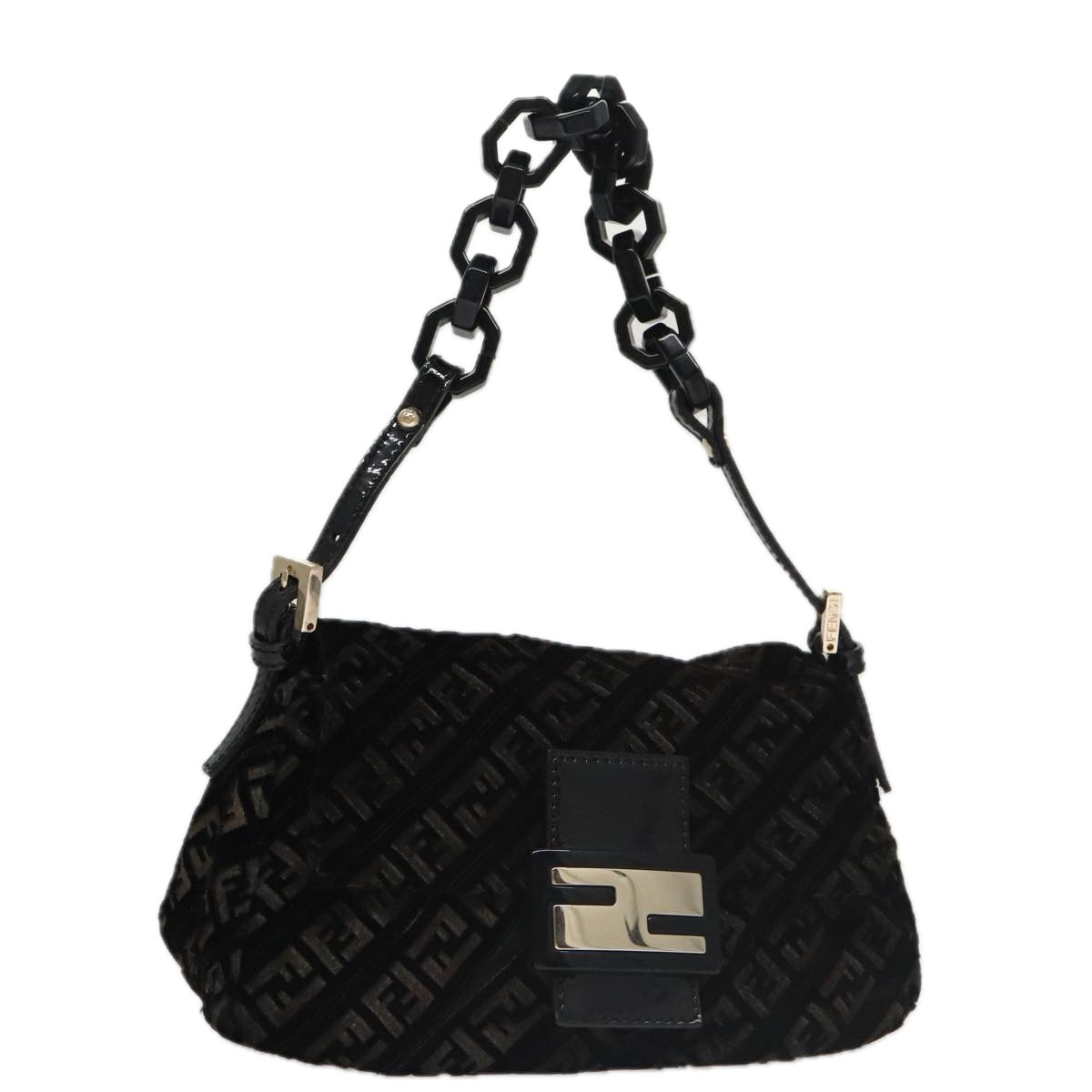 Zucchino Canvas Mini Mamma Baguette-Schultertasche aus Velours, Schwarz