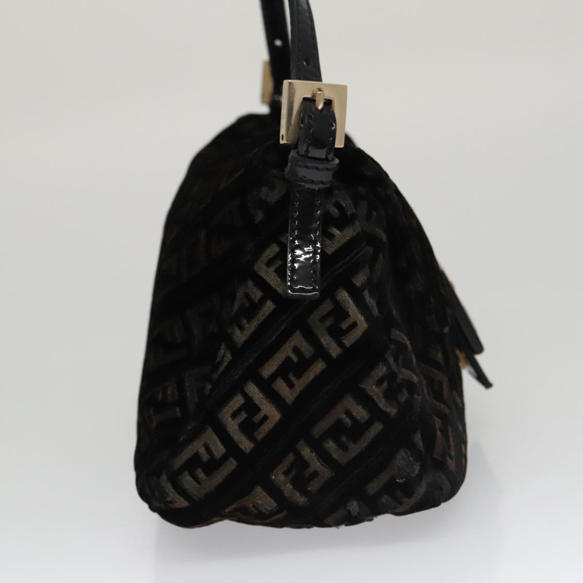 Zucchino Canvas Mini Mamma Baguette-Schultertasche aus Velours, Schwarz